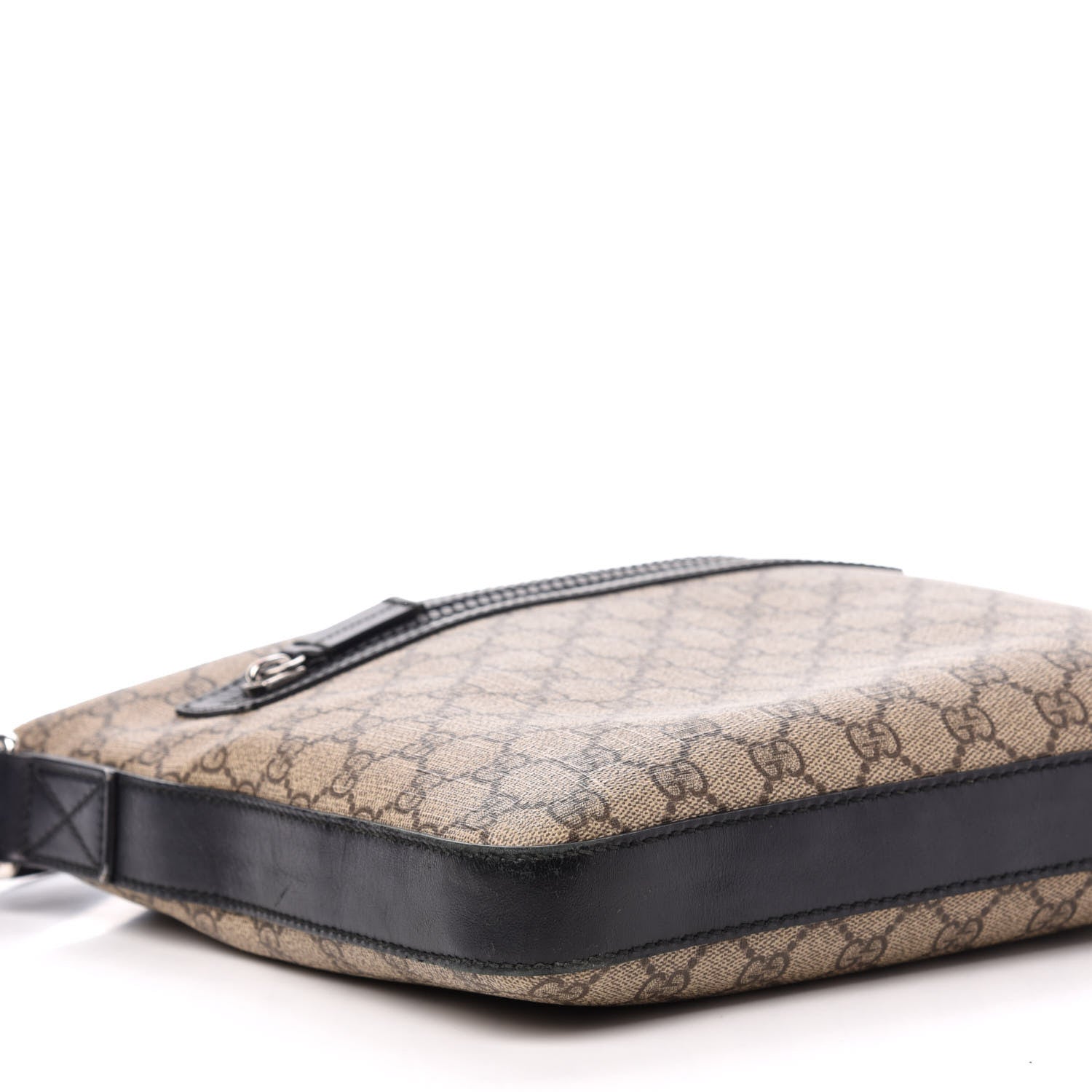 Gucci GG Supreme Monogram Flat Messenger Bag Black 10 of 16