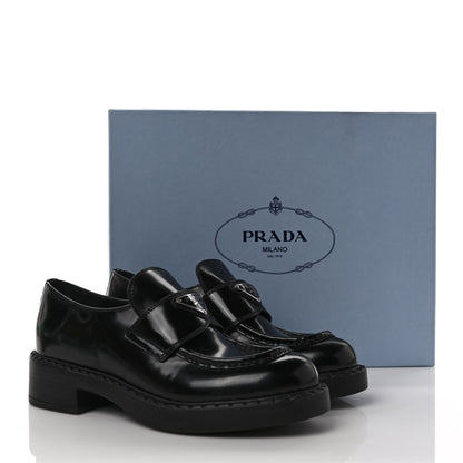 Prada Spazzolato Metal Triangle Logo 50mm Loafers 37 Black 9 of 9