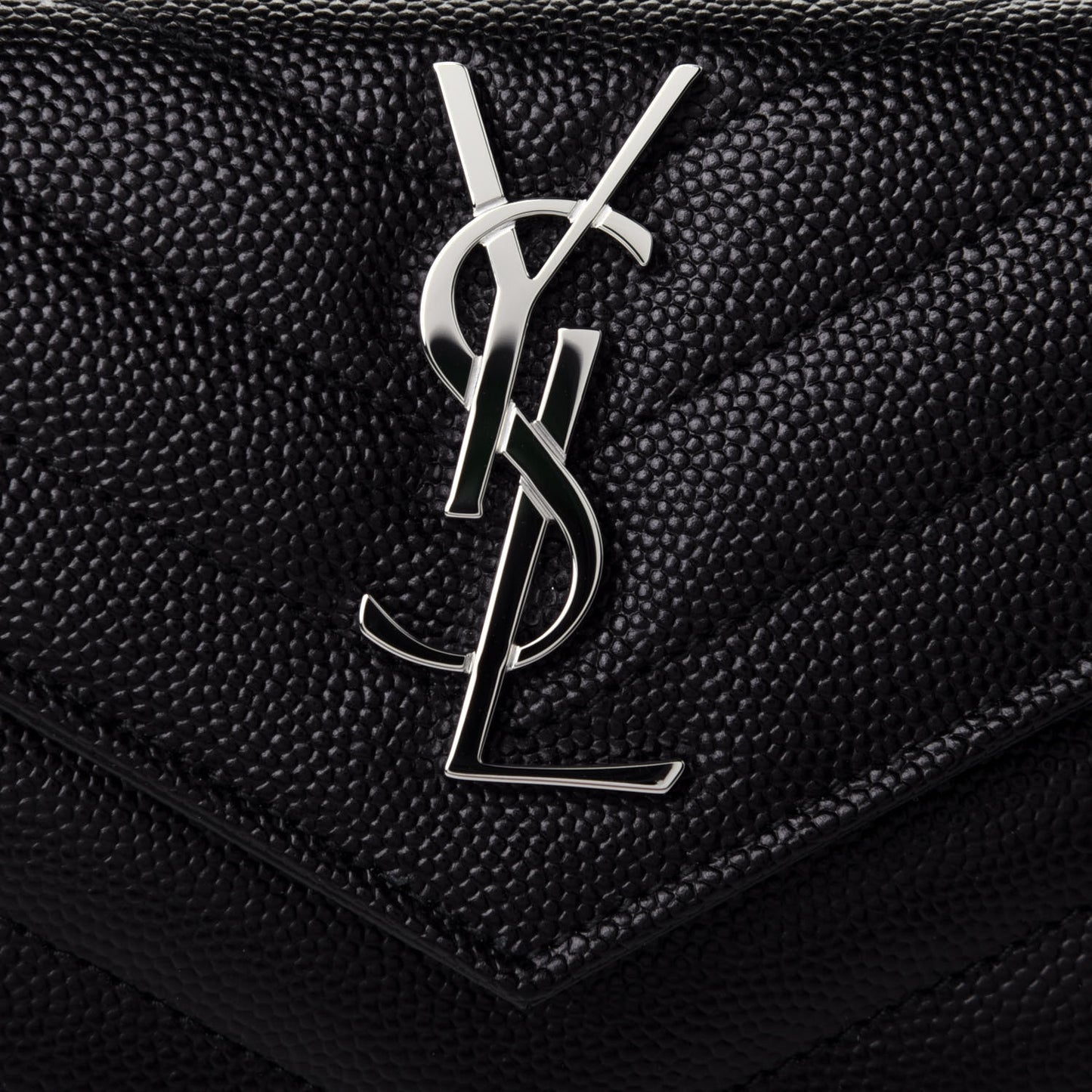 Grain De Poudre Matelasse Chevron Small Monogram Envelope Wallet Black
