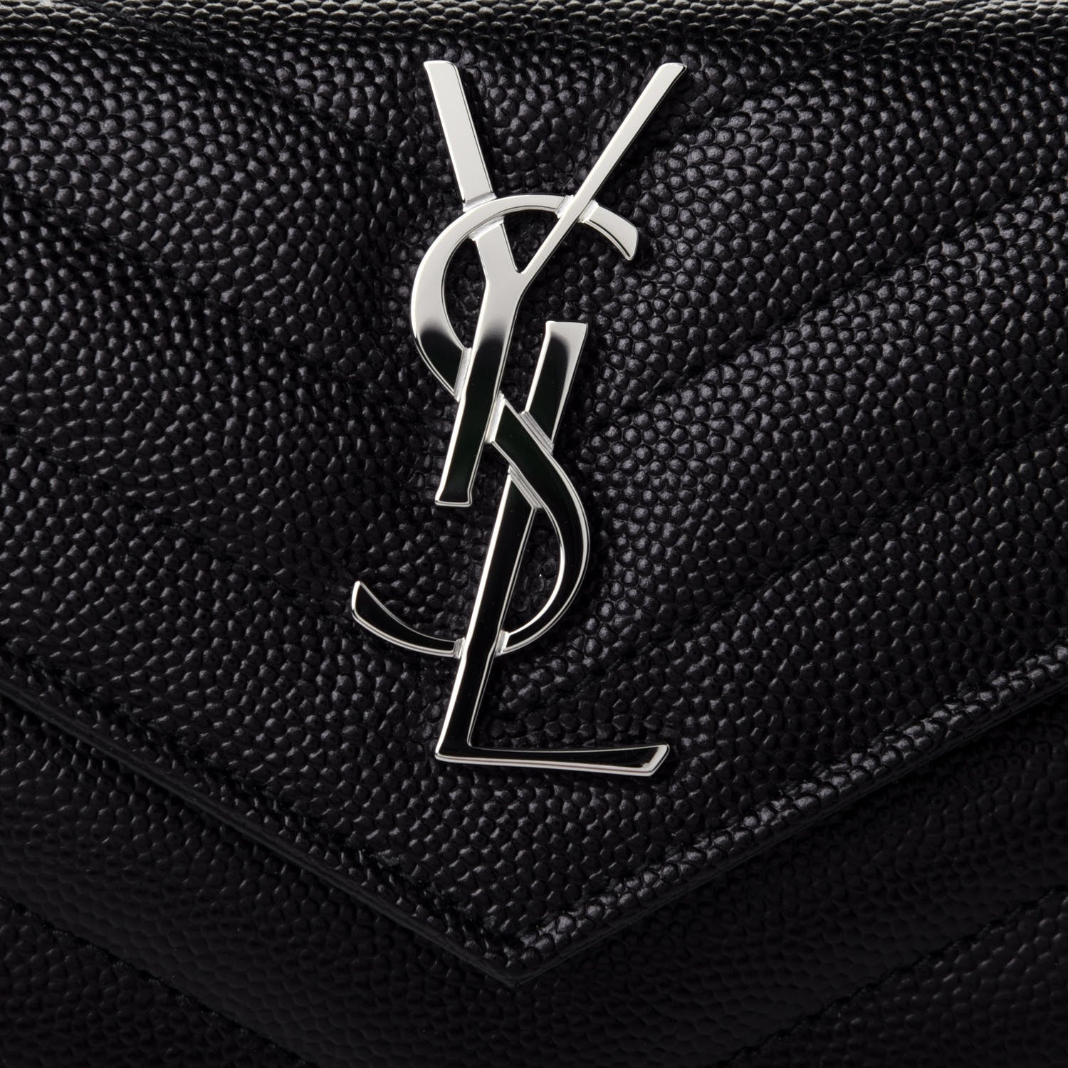 Saint Laurent Grain De Poudre Matelasse Chevron Small Monogram Envelope Wallet Black 5 of 5