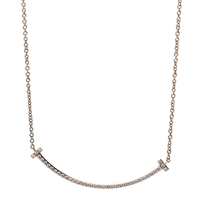Tiffany 18K Yellow Gold Diamond Small T Smile Pendant Necklace 1 of 7