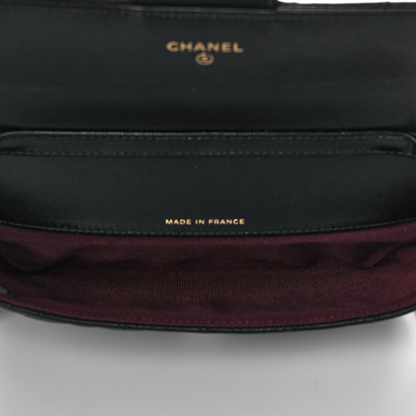 Lambskin Quilted Glasses Case With Chain Black