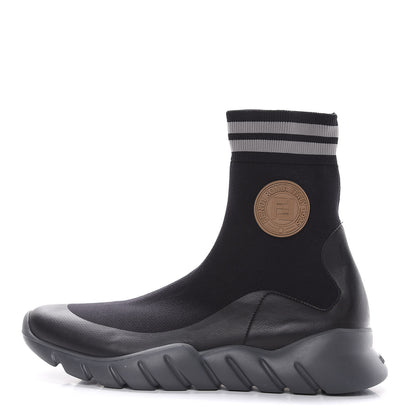 Fendi Jersey Striped Mens High Top Sock Sneakers 9 Black 1 of 9