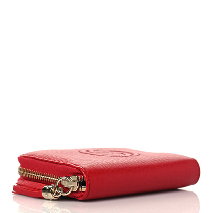 Gucci Pebbled Calfskin Soho Compact Disco Zip Around Wallet Tabasco Red 5 of 9