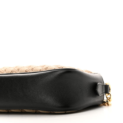 Gucci Monogram Matelasse Diagonal Small GG Marmont Chain Shoulder Bag Beige Black 10 of 12