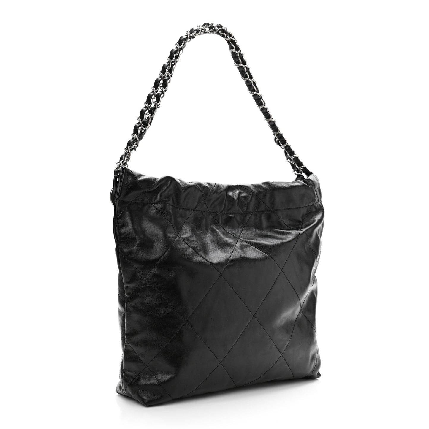 Shiny Calfskin Quilted Small Chanel 22 Black