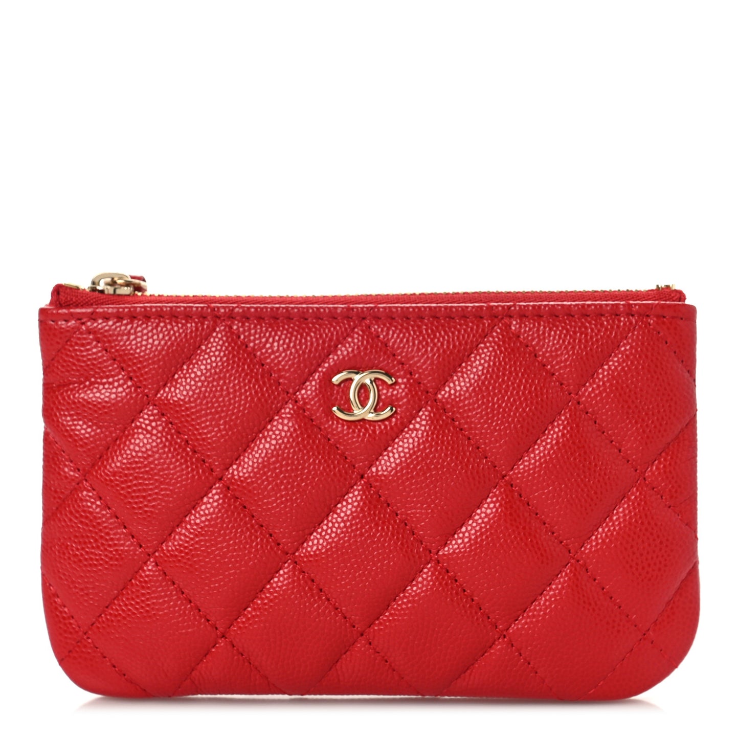 Caviar Quilted Small Cosmetic Case Red