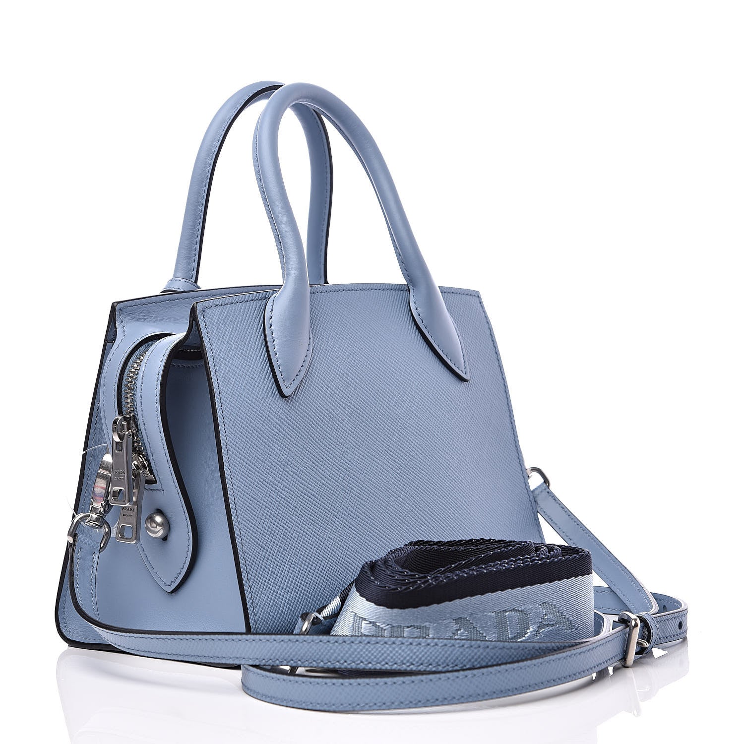 Prada Saffiano Cuir Calfskin Mini Monochrome Top Handle Tote Astrale 3 of 9