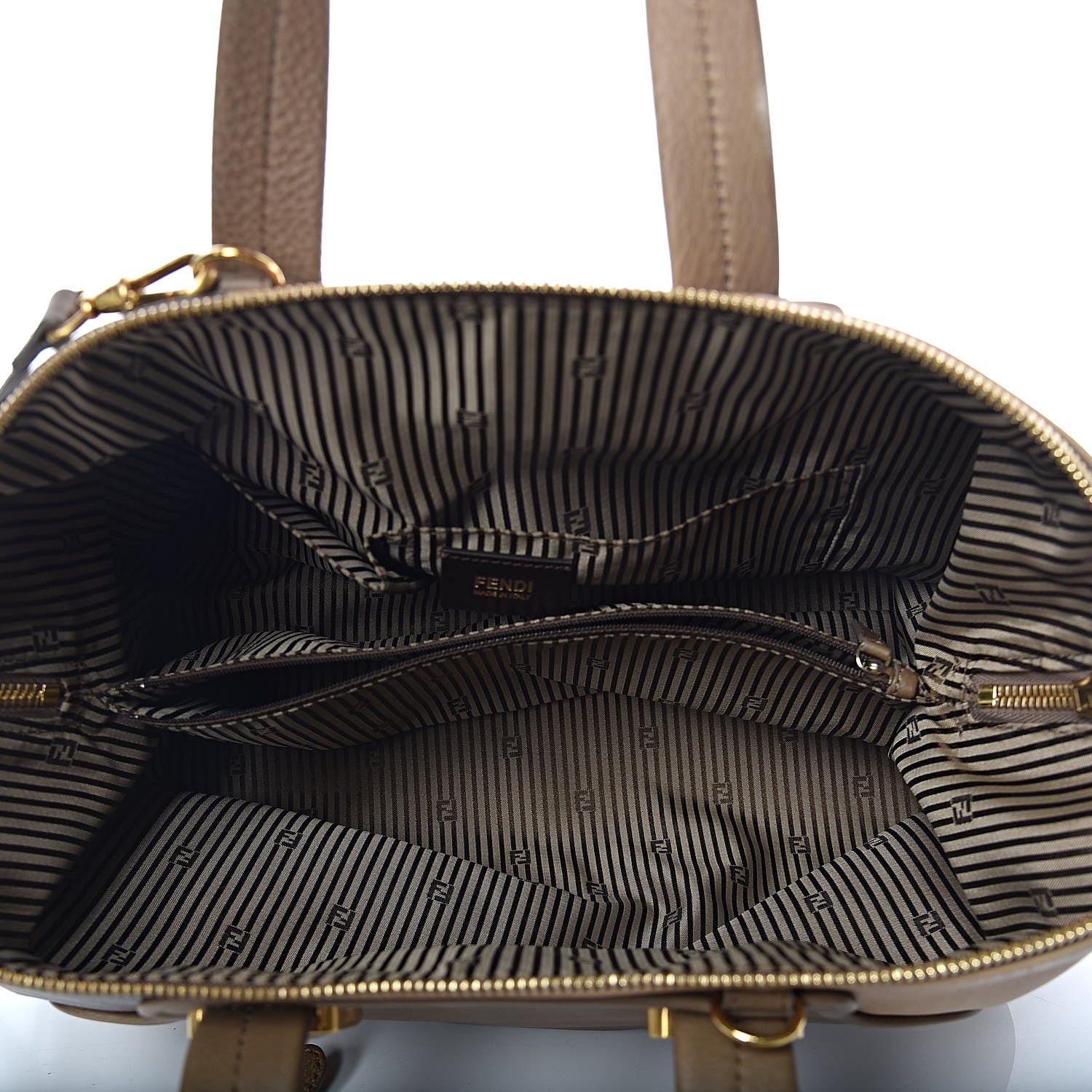 Fendi Capra Vitello Saddle Colorblock Large Chameleon Tote Grigio Pietra Fango 5 of 21
