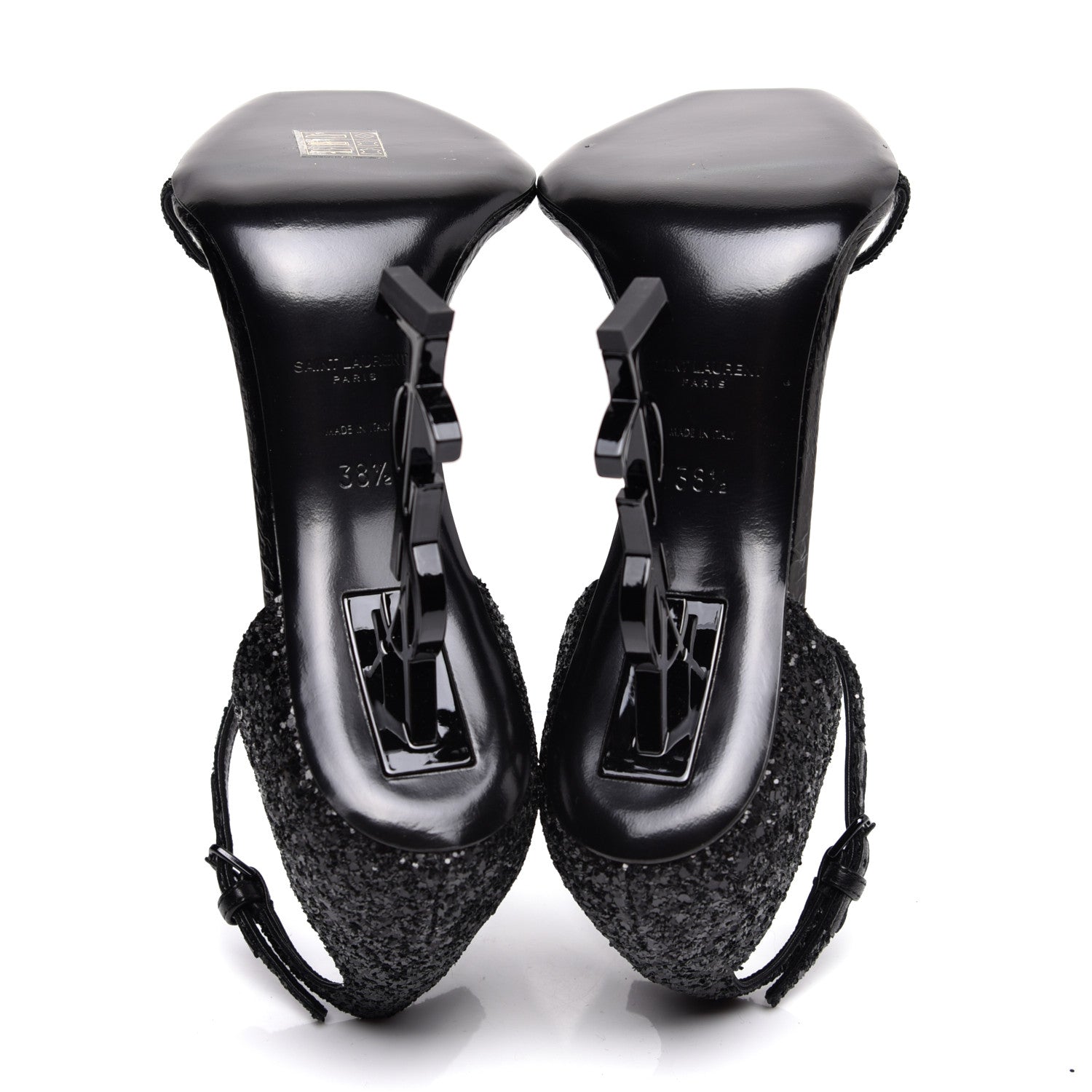 Saint Laurent Glitter Opyum Sandals 38.5 Black 5 of 7
