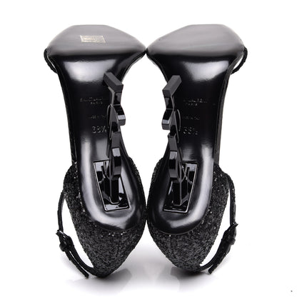Saint Laurent Glitter Opyum Sandals 38.5 Black 5 of 7