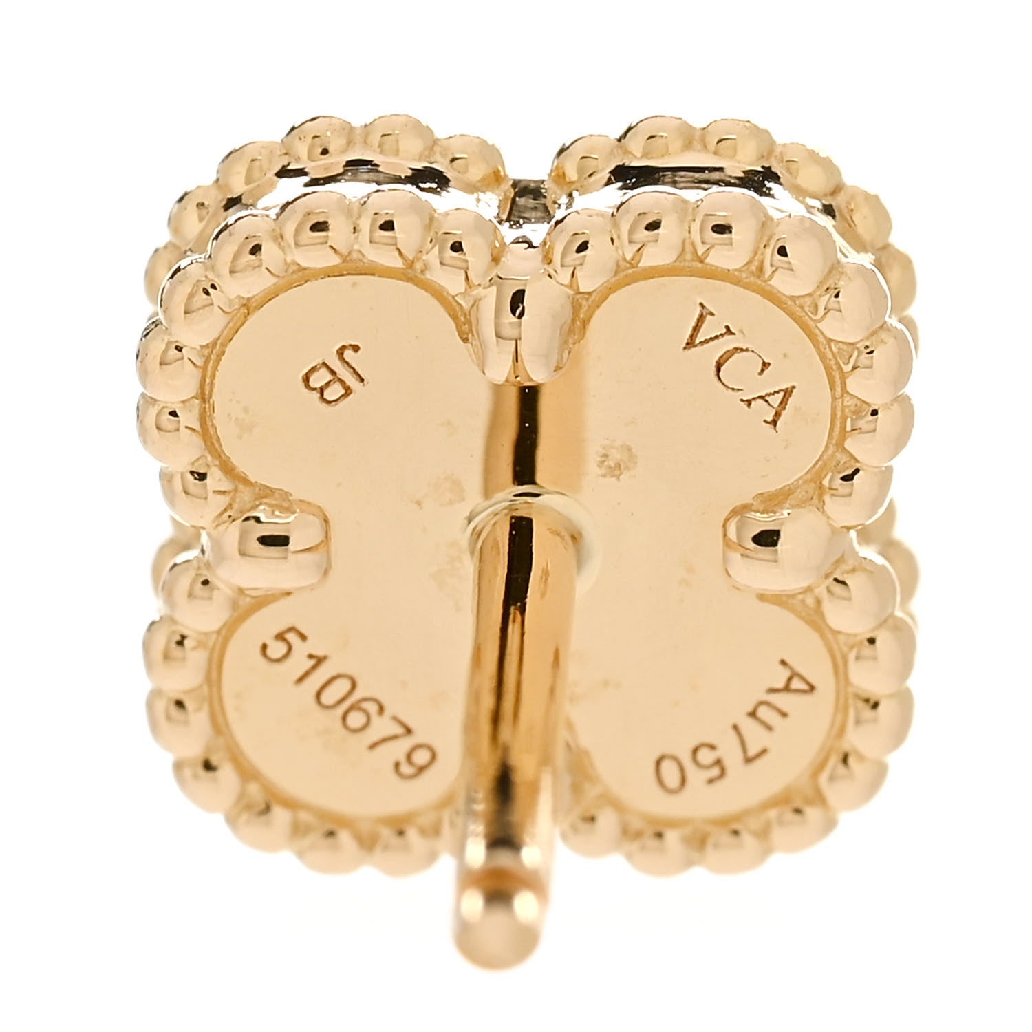 Van Cleef & Arpels 18K Yellow Gold Mother of Pearl Sweet Alhambra Earrings 4 of 5