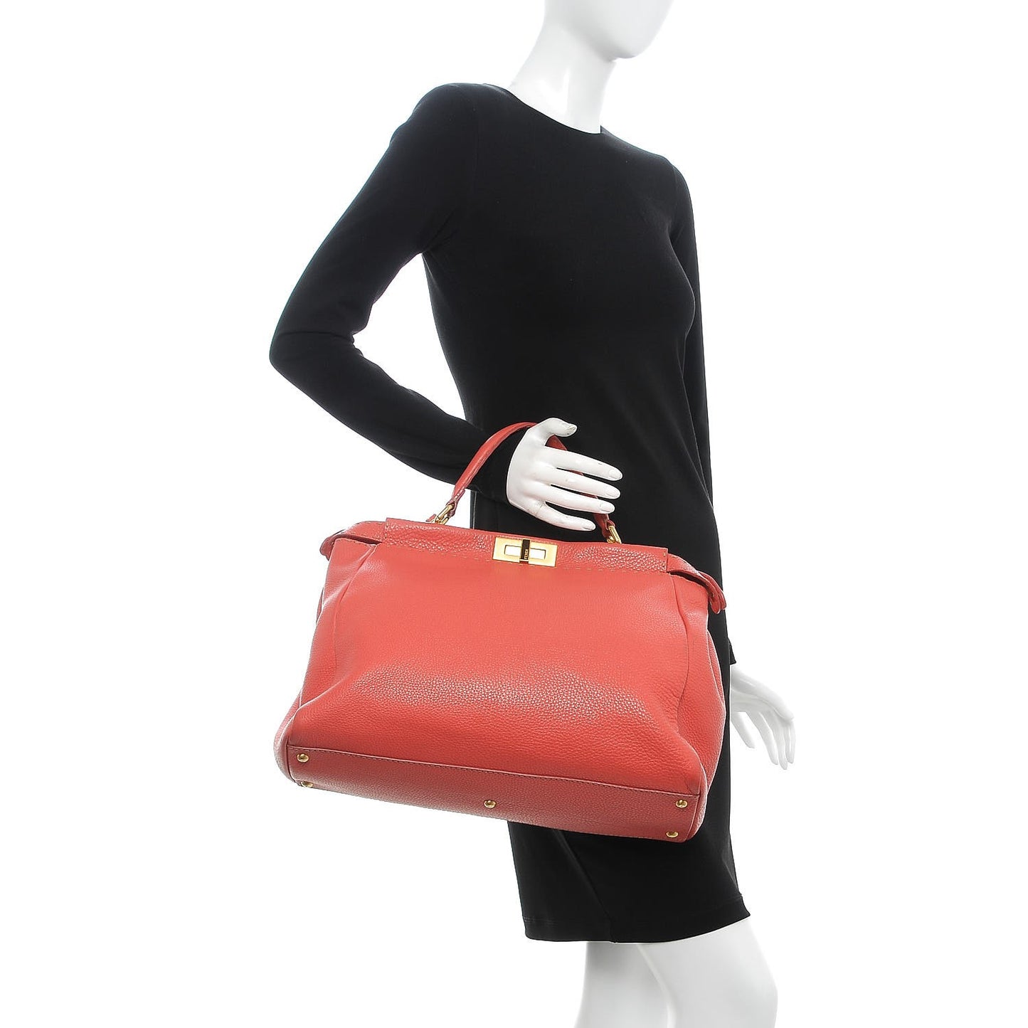 Cuoio Romano Selleria Large Peekaboo Iconic Satchel Coral