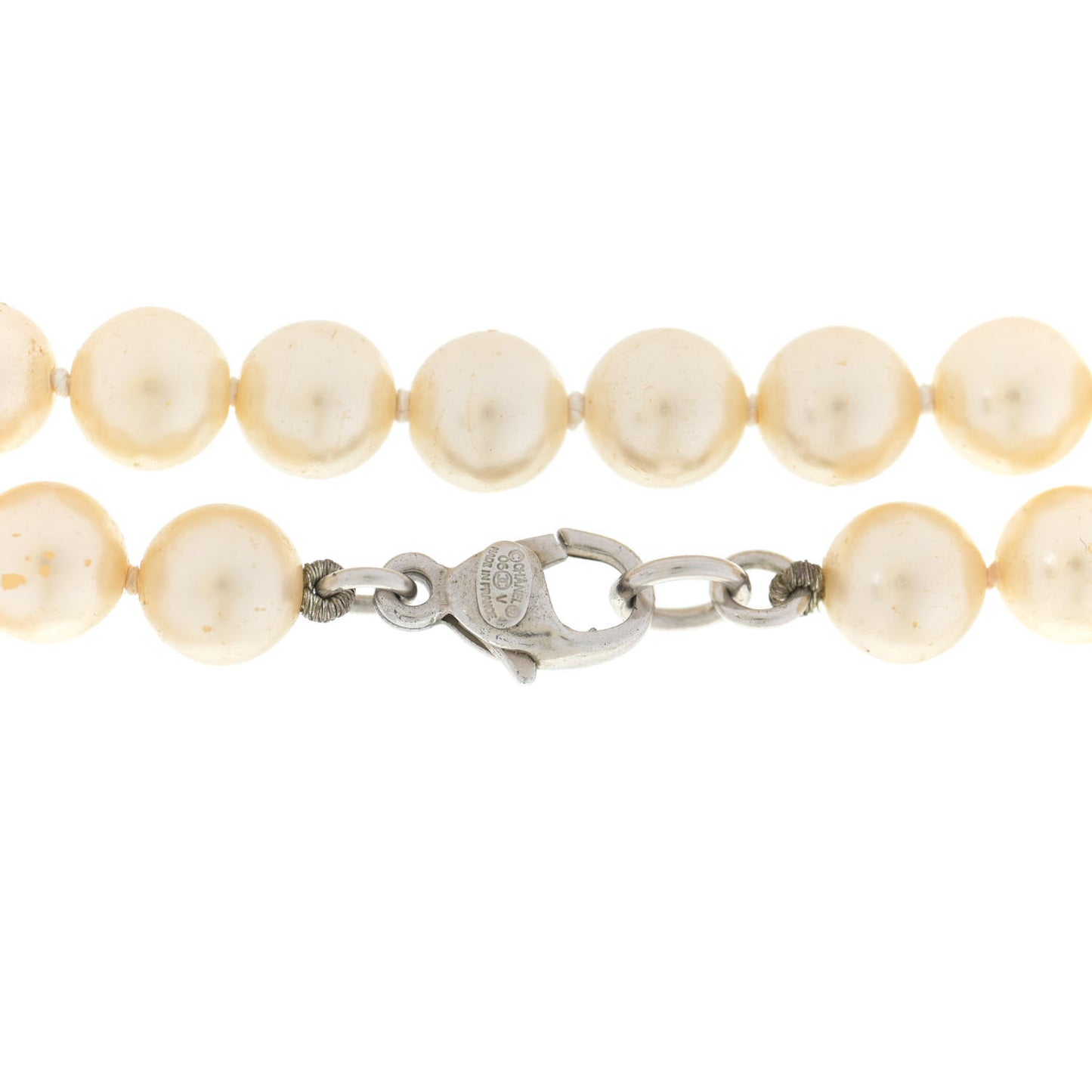 Pearl CC Long Necklace Light Gold