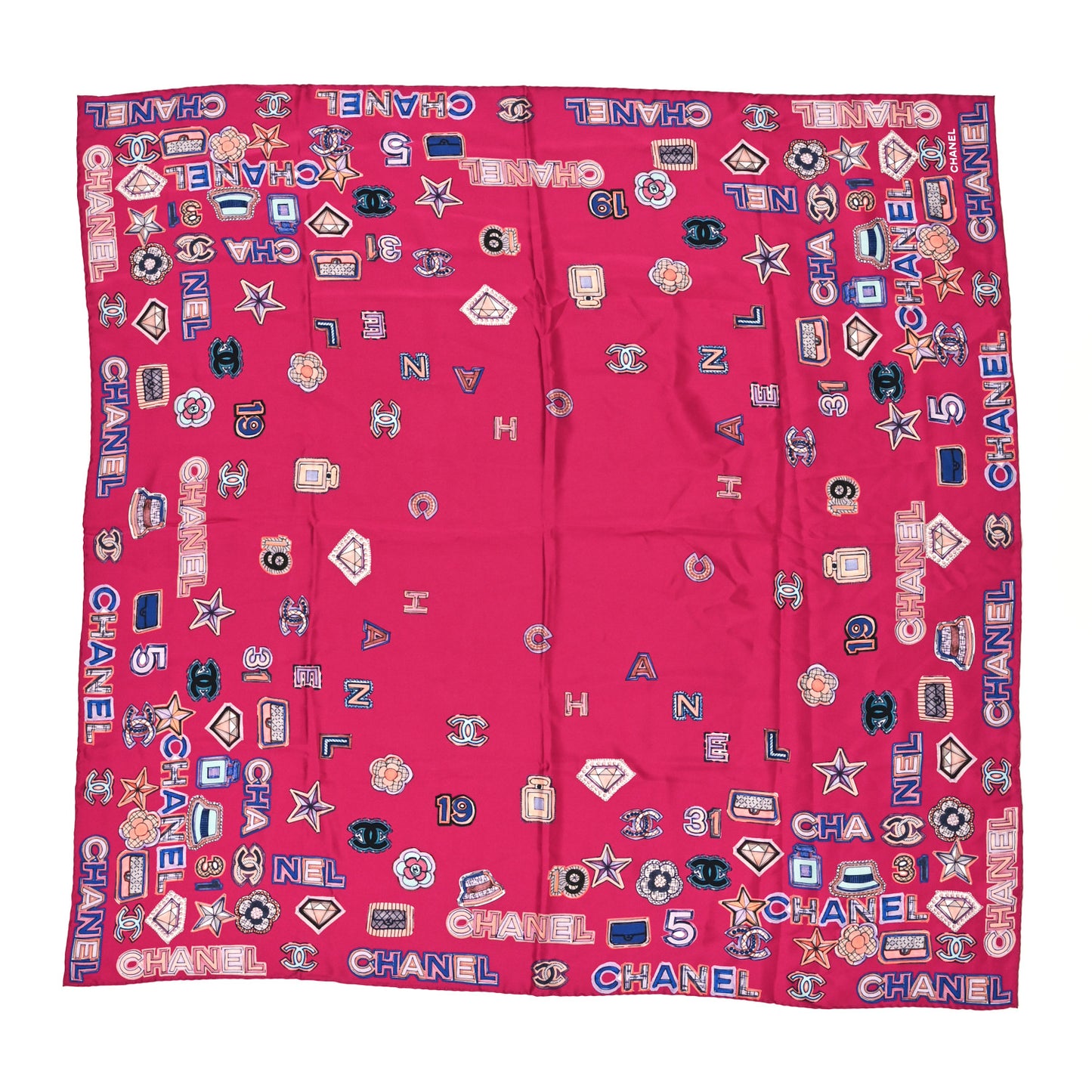 Silk CC Square Scarf Pink Multicolor