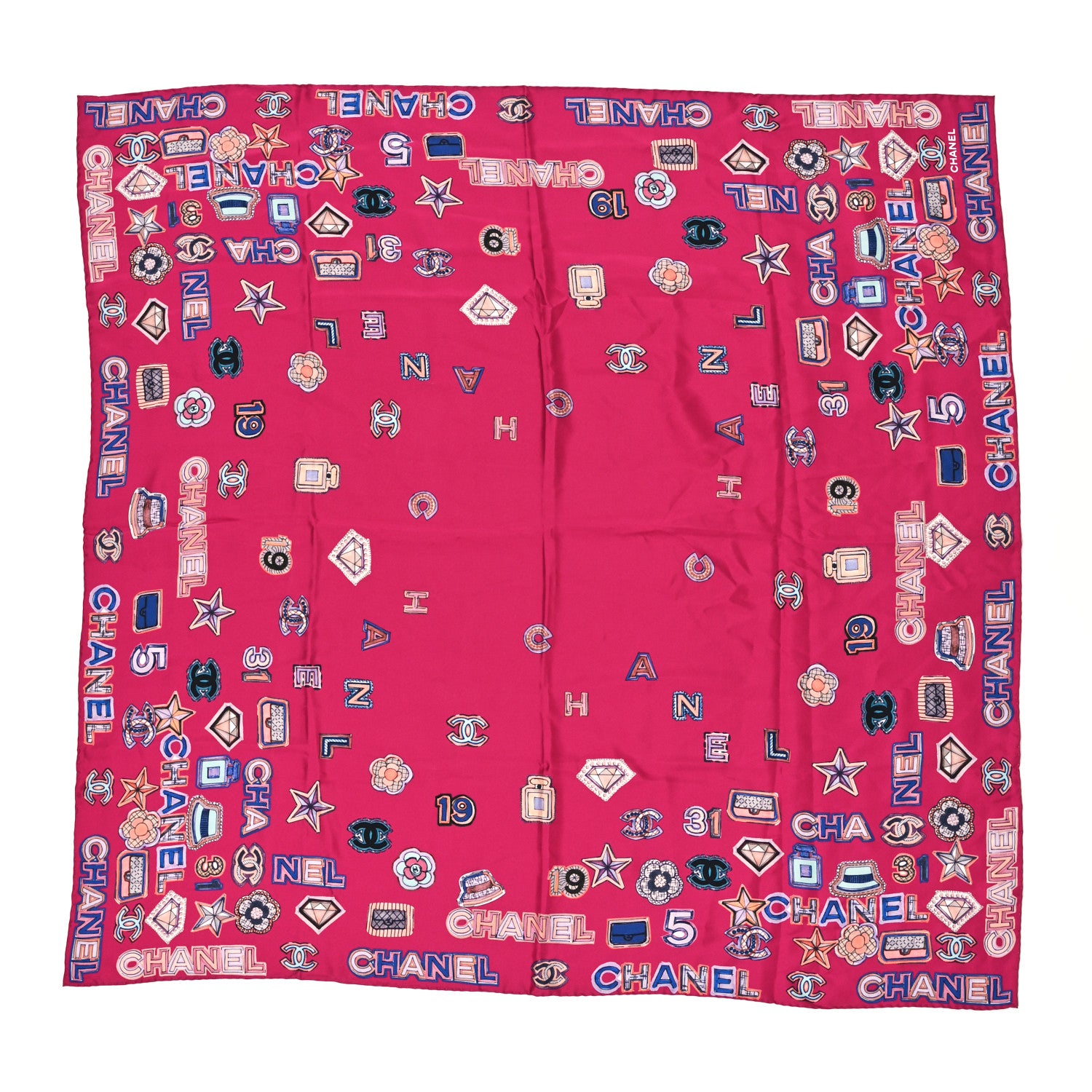 Chanel Silk CC Square Scarf Pink Multicolor 1 of 3