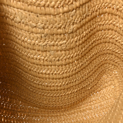 Prada Yarn Raffia Effect Calfskin Crochet Embroidered Logo Tote Tan Black Tan Black 5 of 9