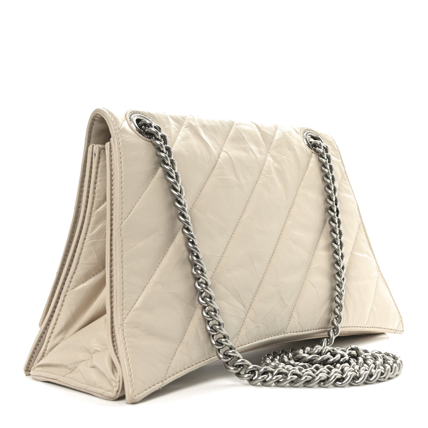 Crushed Calfskin Quilted Medium Crush Chain Bag Nude Nude