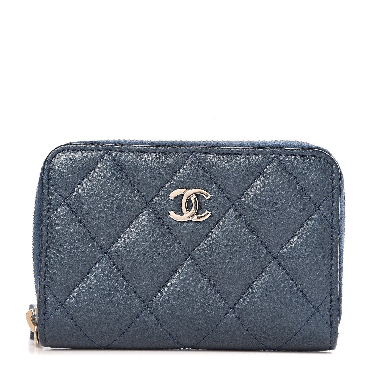 Chanel Iridescent Caviar Quilted Zip Coin Purse Dark Blue 1 of 6