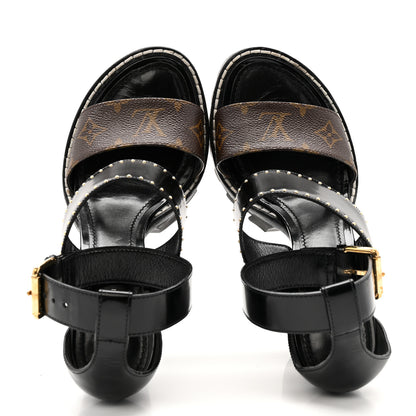 Louis Vuitton Patent Calfskin Monogram Studded Star Trail Sandal 40 Black 2 of 14