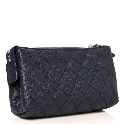 Chanel Caviar Quilted Cosmetic Case Navy 3 of 10