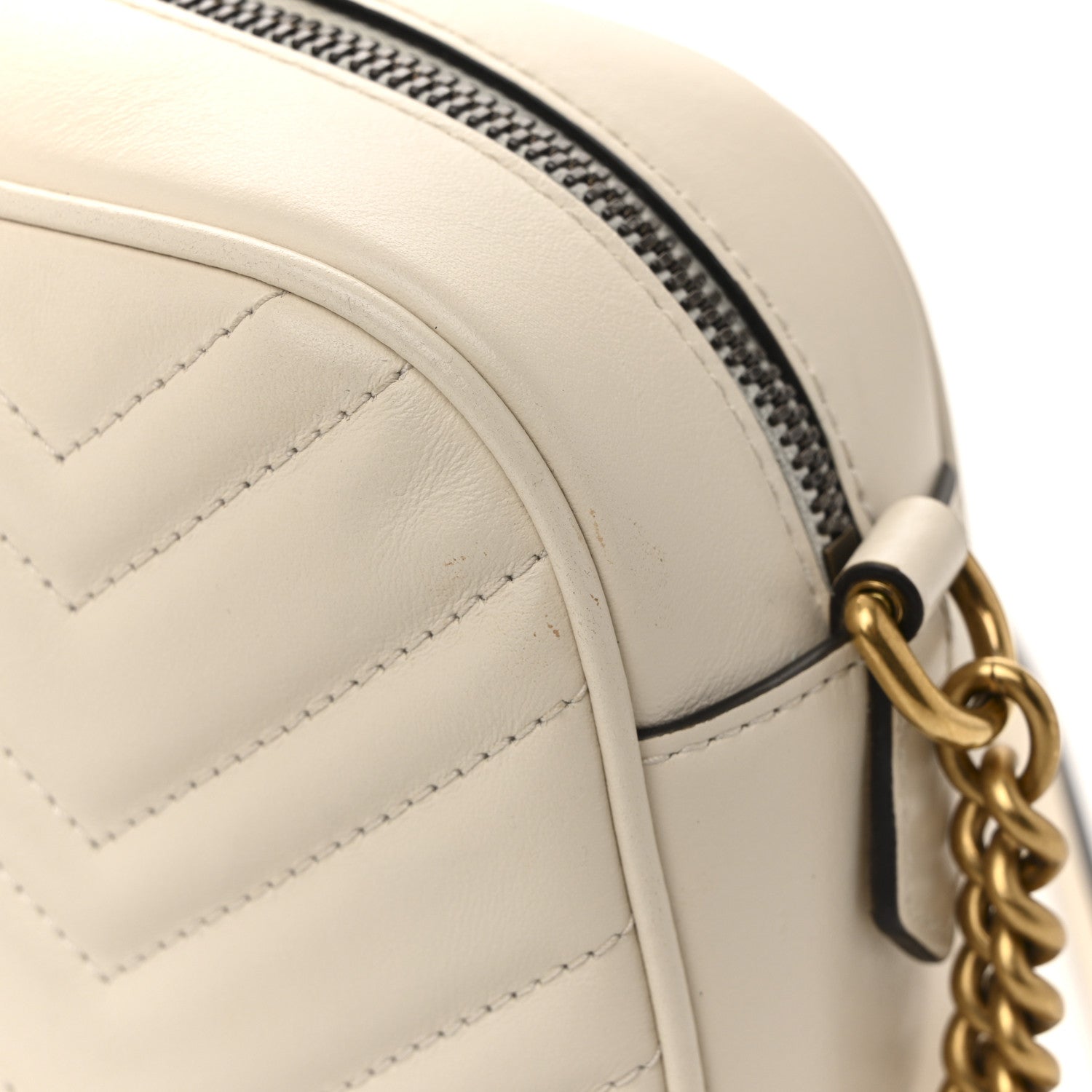 Gucci Calfskin Matelasse Small GG Marmont Chain Shoulder Bag White 13 of 14