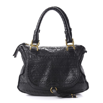 Chloe Calfskin Embroidered Medium Marcie Satchel Black 1 of 11