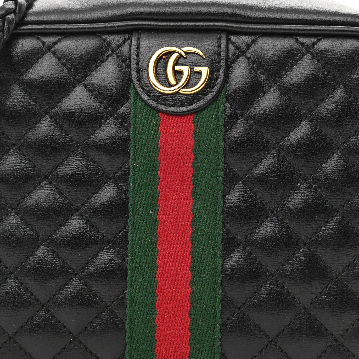 Gucci Calfskin Trapuntata Web Mini GG Shoulder Bag Black 8 of 10