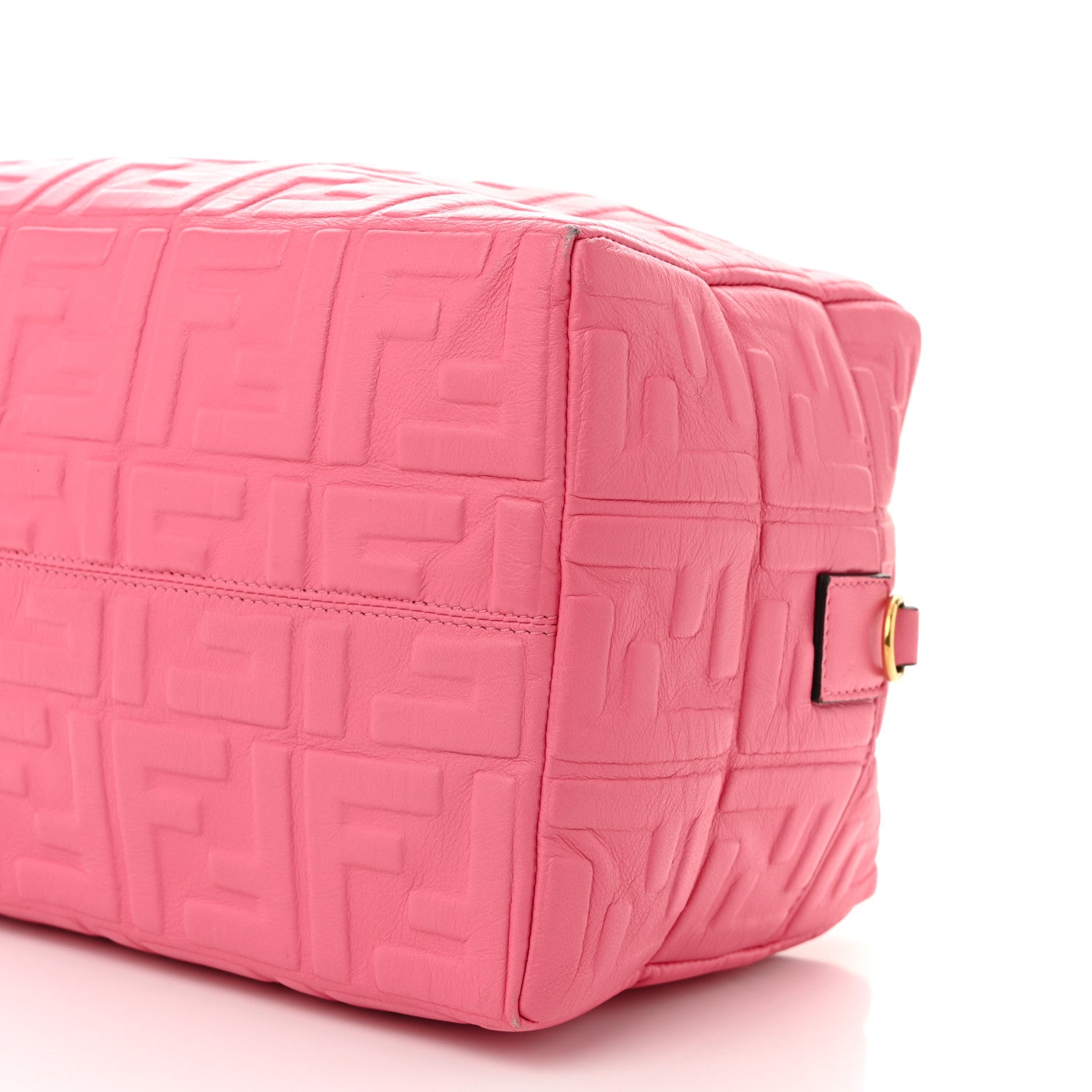 Fendi Nappa FF 1974 Embossed Small Boston Rosa Fluo 10 of 12
