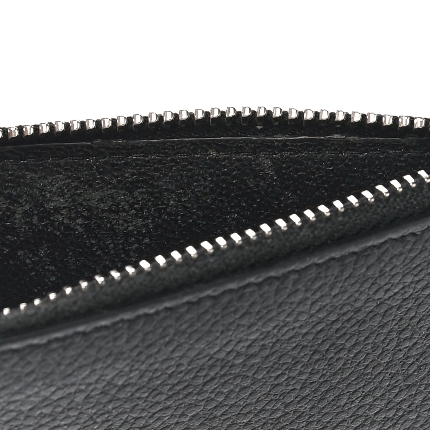 Grained Calfskin 5 Fragments Zip Pouch Card Holder Black