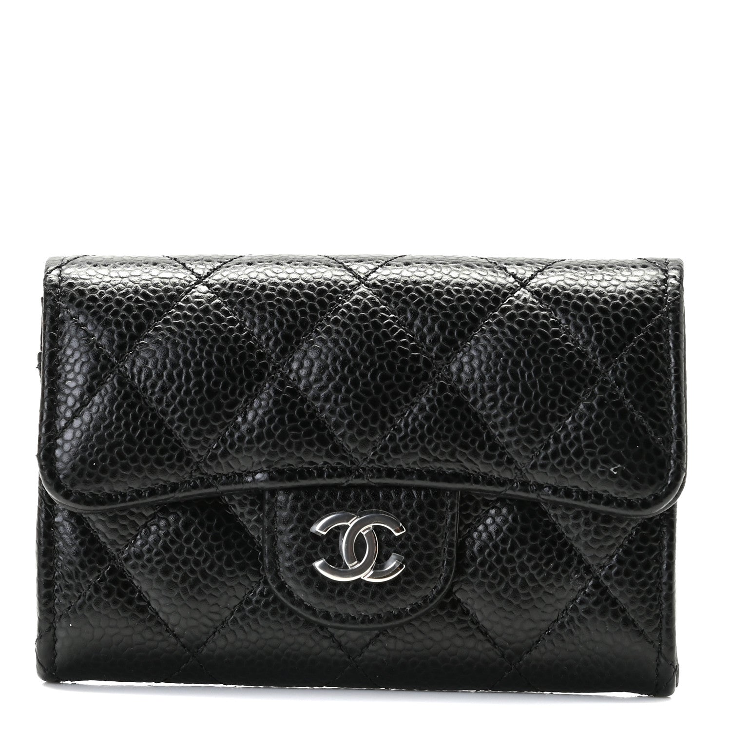 Chanel Caviar Quilted Flap Card Holder Wallet Black 1 of 9