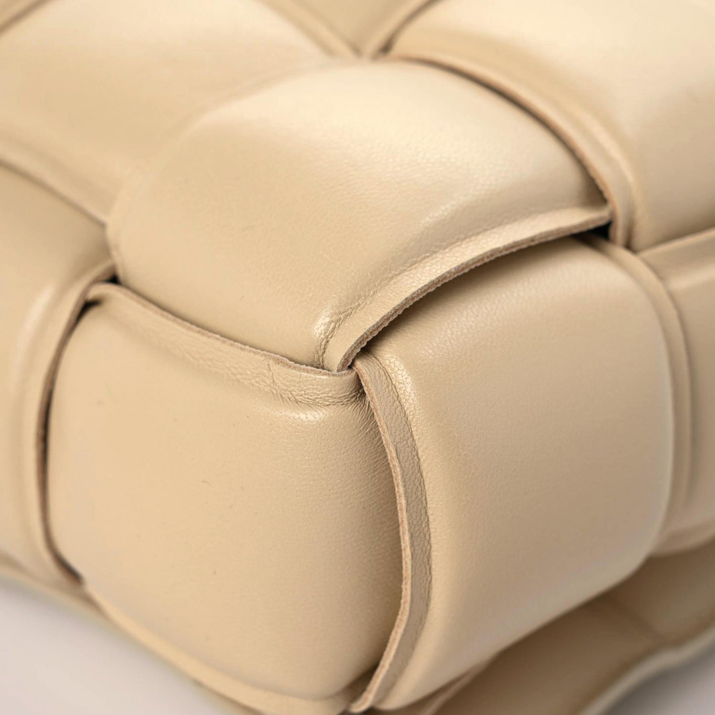 Nappa Maxi Intreccio Padded Cassette Crossbody Bag Porridge