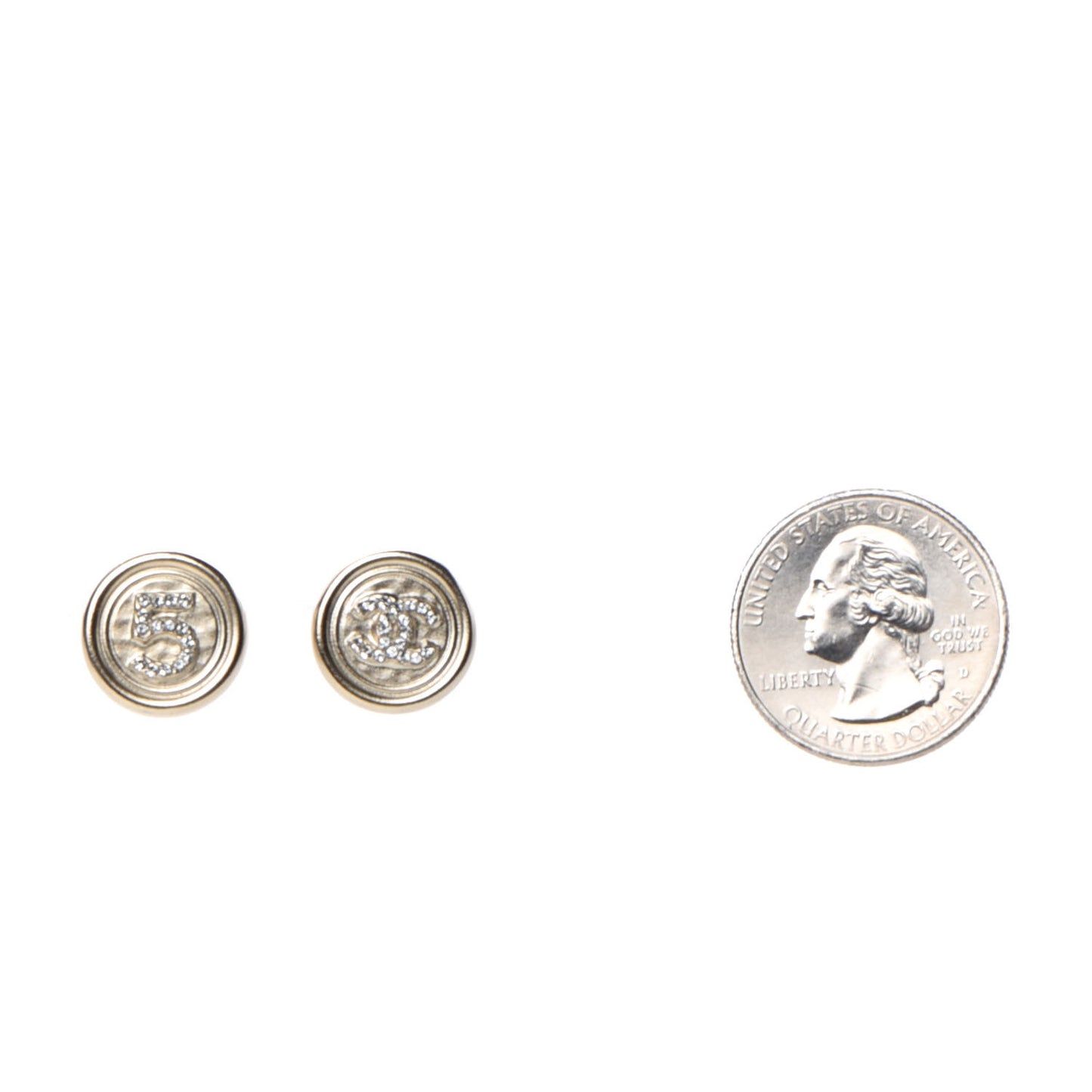 Crystal CC Round Earrings Light Gold