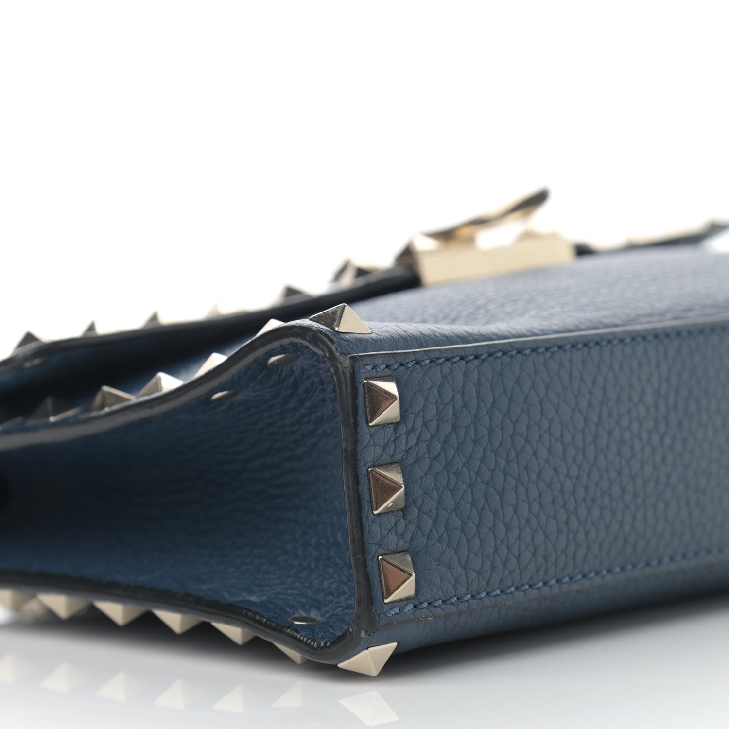 Valentino Garavani Pebbled Calfskin Medium Rockstud Flip Lock Crossbody Bag Peacock 9 of 15