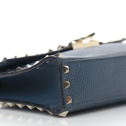 Valentino Garavani Pebbled Calfskin Medium Rockstud Flip Lock Crossbody Bag Peacock 9 of 15