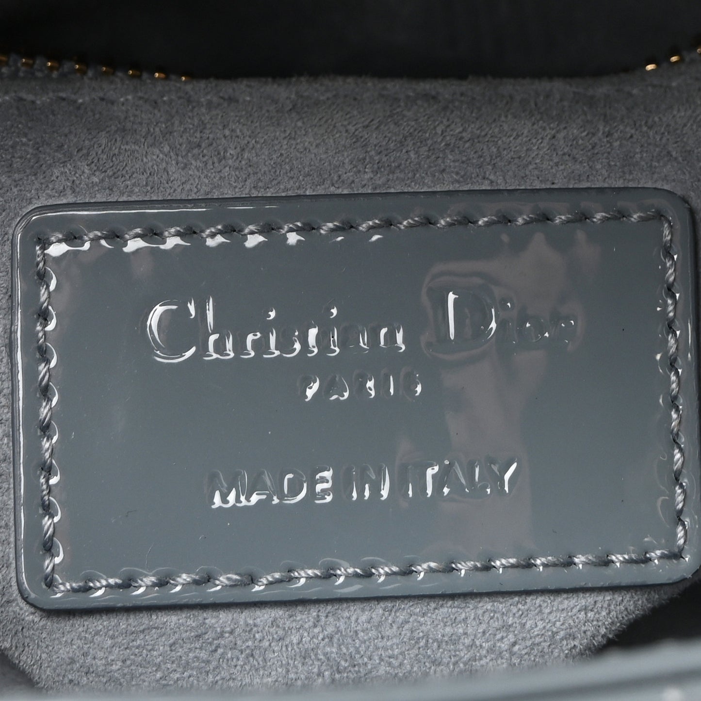 Patent Cannage Mini Lady Dior Light Blue