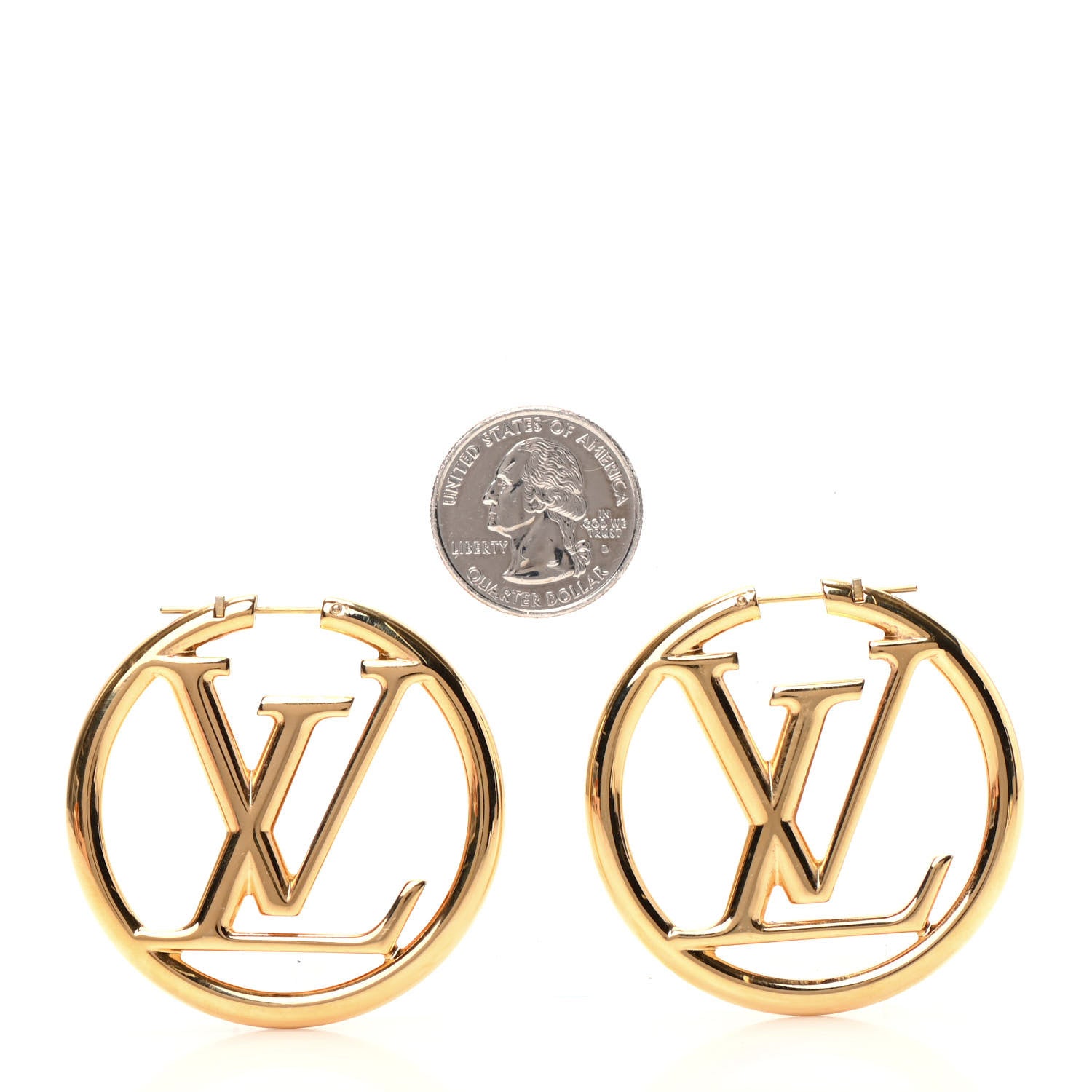 Louis Vuitton Metal Louise Hoop Earrings Gold 2 of 4