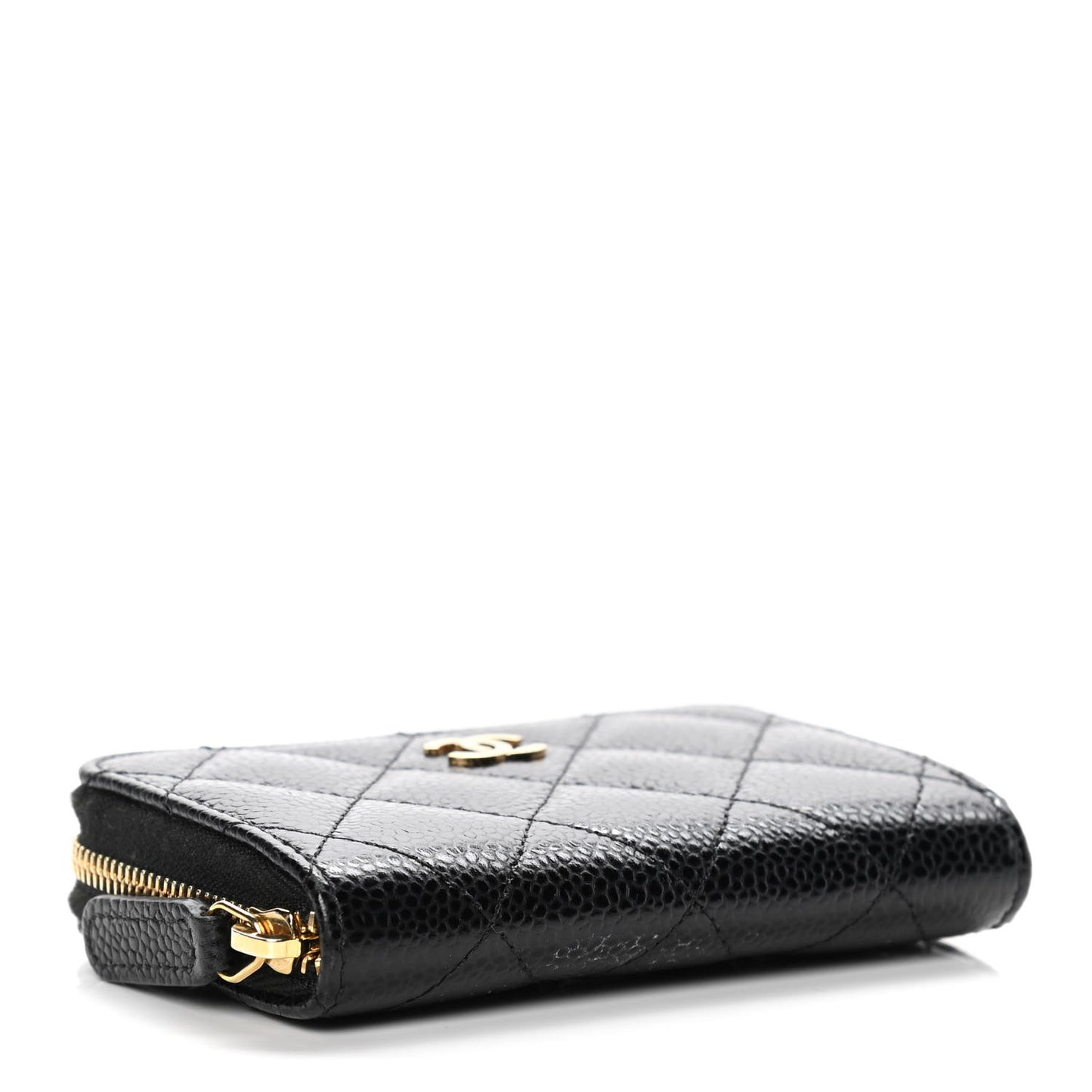 Caviar Quilted Zip Coin Purse Black