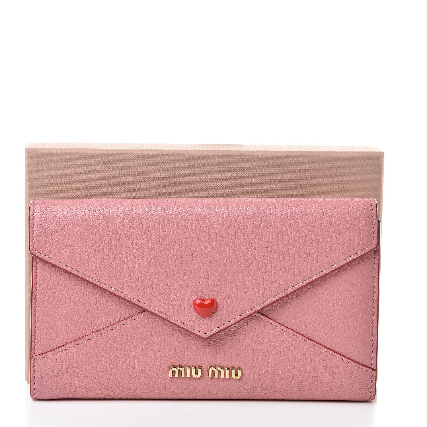 Miu Miu Goatskin Madras Love Envelope Wallet Rosa 8 of 8