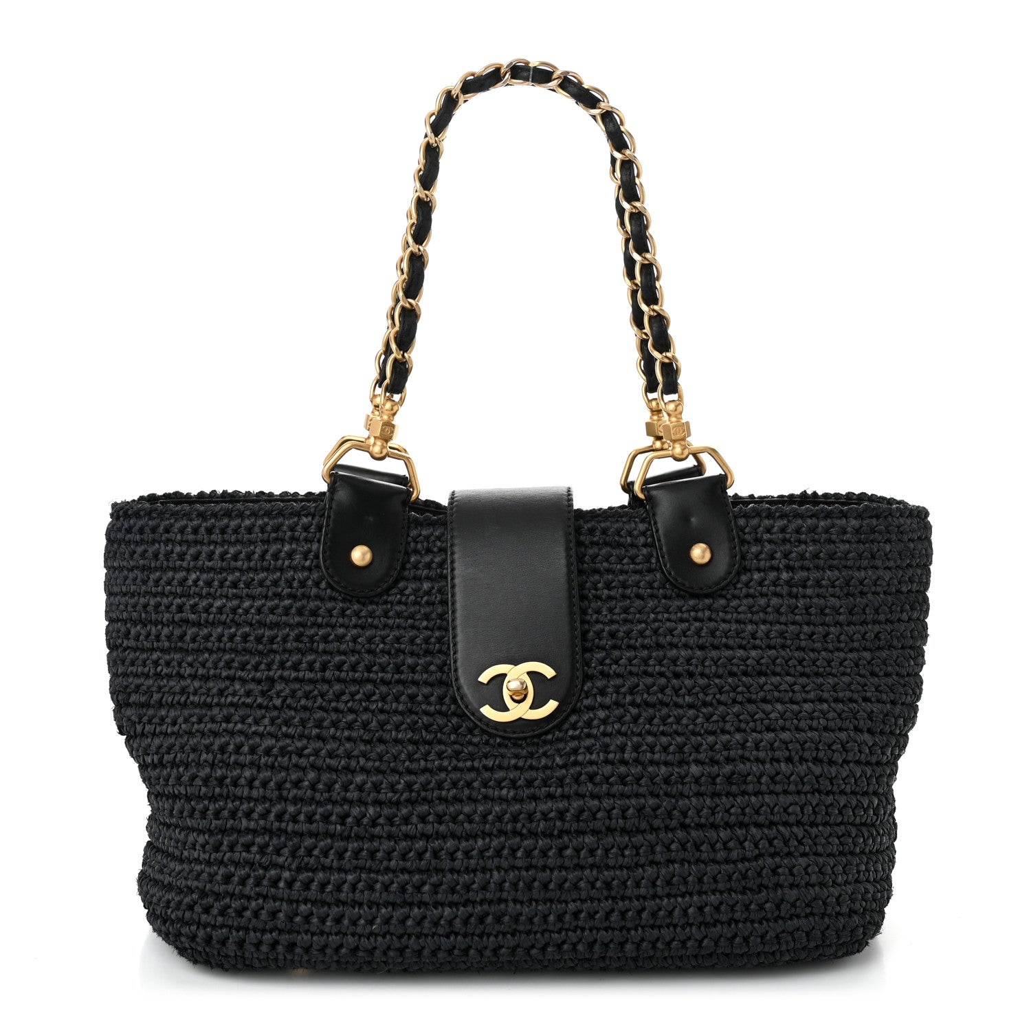 Chanel Straw Raffia Tote Black 1 of 12