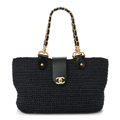 Chanel Straw Raffia Tote Black 1 of 12