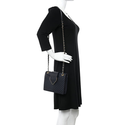 Chanel Shiny Sheepskin Chevron Quilted Collar and Tie Flap Black 2 of 10
