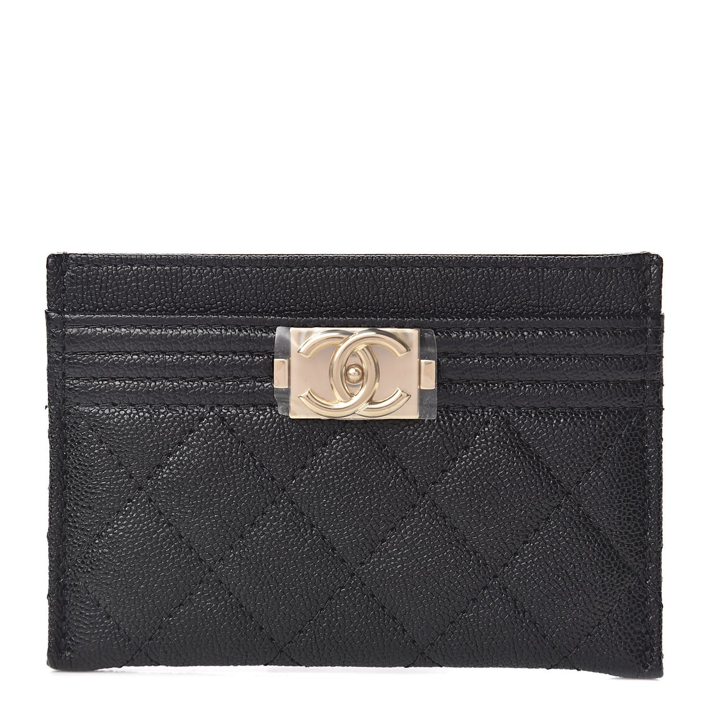 Caviar Quilted Boy Card Holder Black