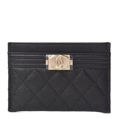 Chanel Caviar Quilted Boy Card Holder Black 1 of 9