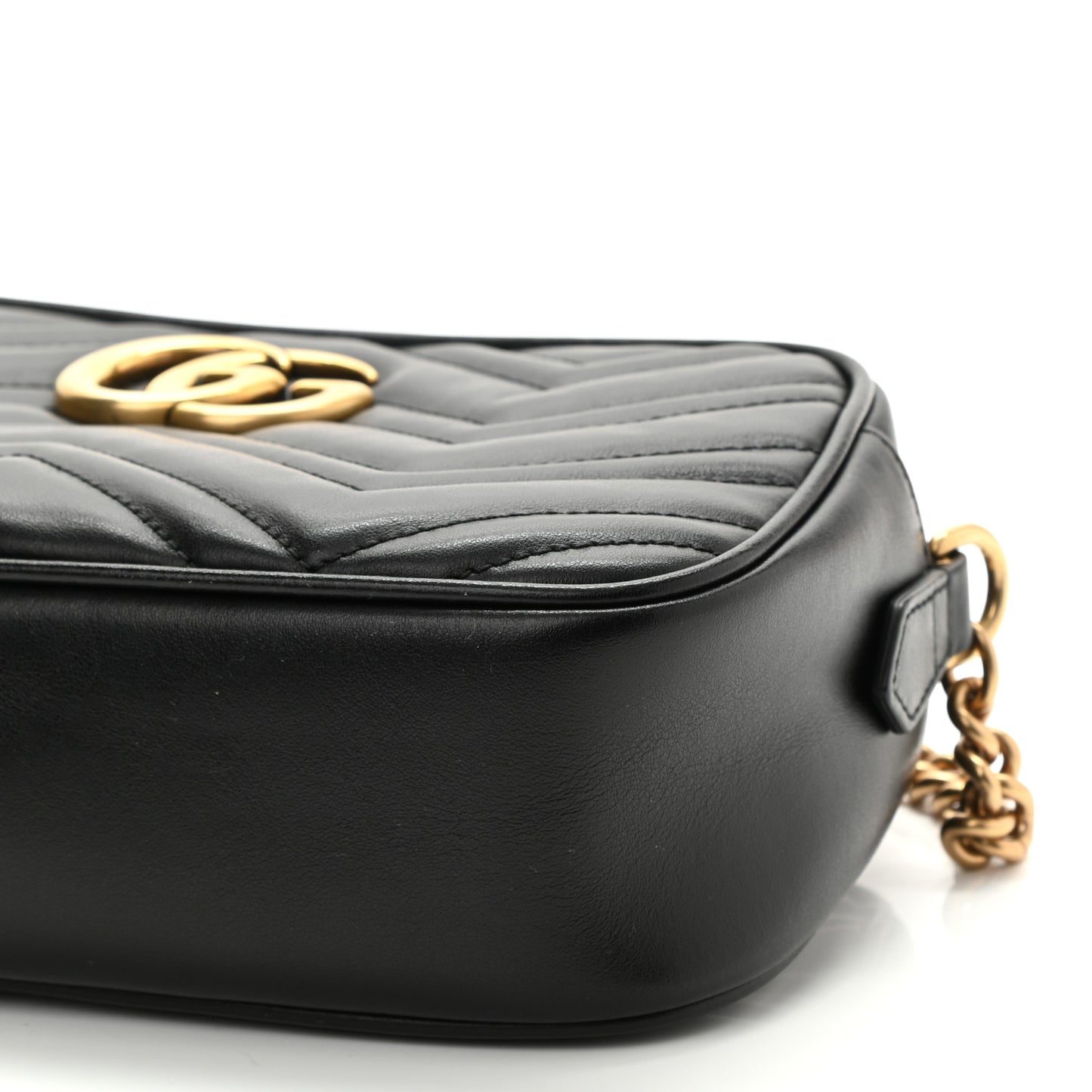 Calfskin Matelasse Small GG Marmont Chain Shoulder Bag Black