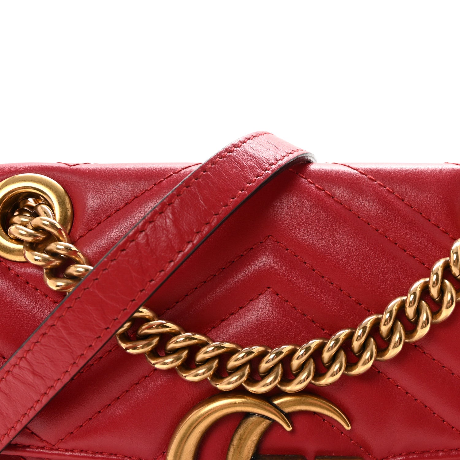 Gucci Calfskin Matelasse Mini GG Marmont Shoulder Bag Hibiscus Red 8 of 10