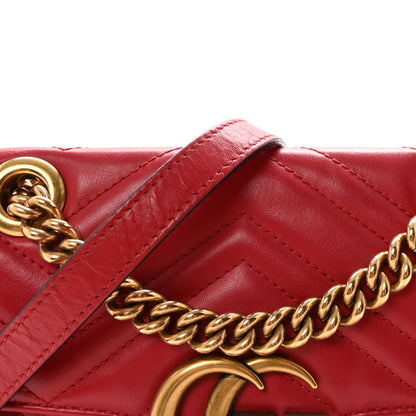 Gucci Calfskin Matelasse Mini GG Marmont Shoulder Bag Hibiscus Red 8 of 10