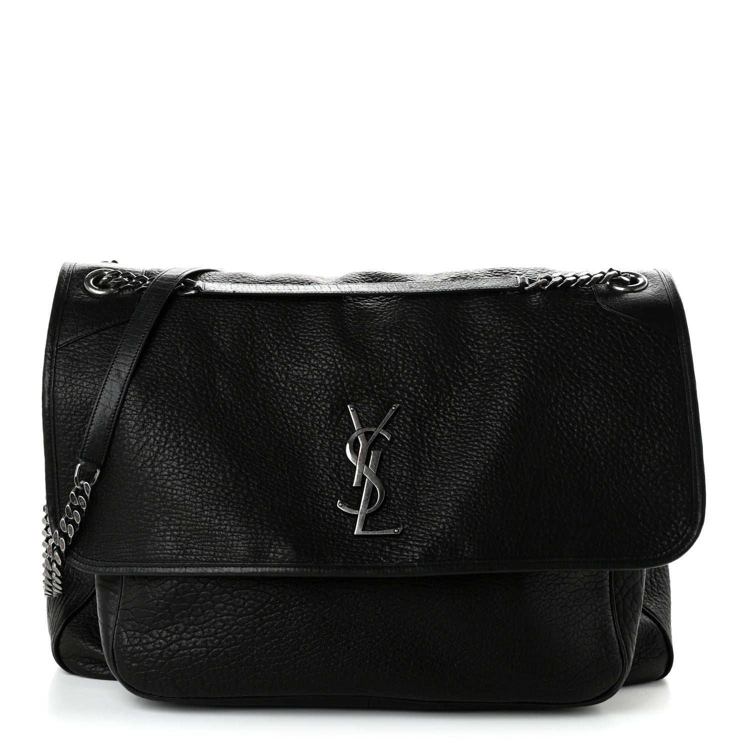 Saint Laurent Grained Lambskin Monogram Oversized Niki Chain Satchel Black 1 of 10