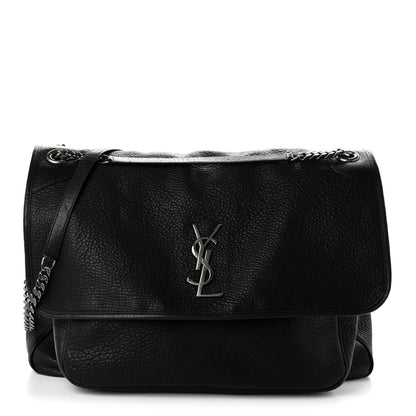 Saint Laurent Grained Lambskin Monogram Oversized Niki Chain Satchel Black 1 of 10
