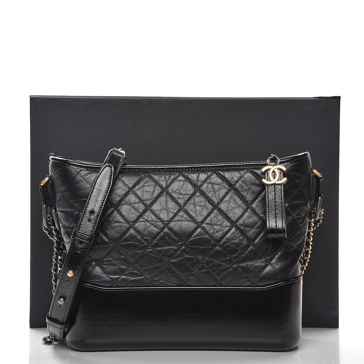Chanel Aged Calfskin Quilted Medium Gabrielle Hobo Black 8 of 8